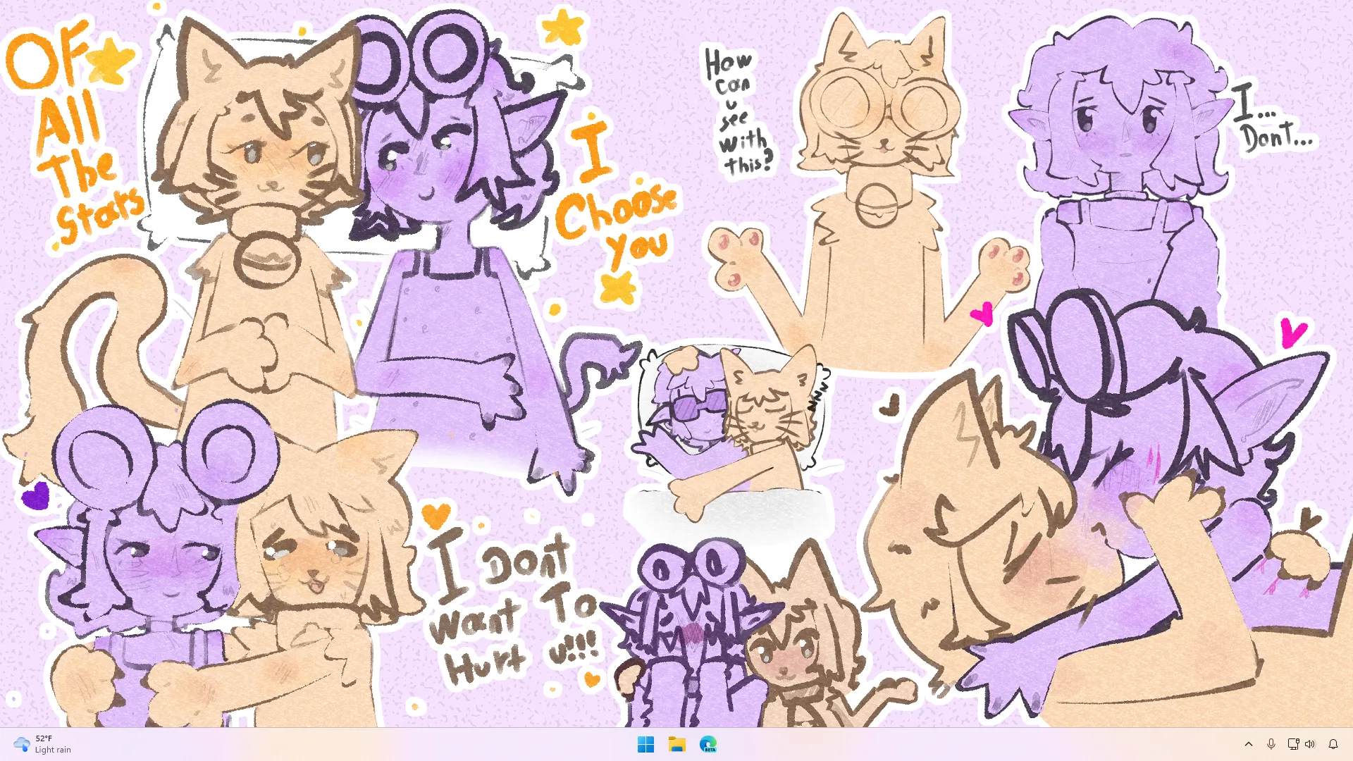 Wallpaper with Toffee and my OC, Potaffee.